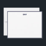 Placa de Papel de carta do marinho Classic Mens<br><div class="desc">Marinho trim papel de carta card para uma aparência minimalista,  mas clássica. A borda pode ser alterada na seção personalizar.</div>