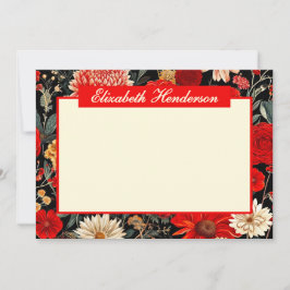 Placa de Papel Horizontal Red Dark Floral 5x7