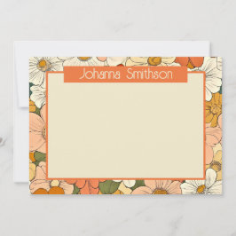 Placa de Papel Horizontal Retro Laranja Floral 5x7