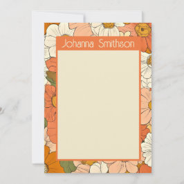 Placa de Papel Vertical 3x7, Placa Floral Laranja 