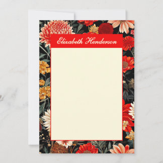 Placa de Papel Vertical Vermelha e Creme Floral 5x
