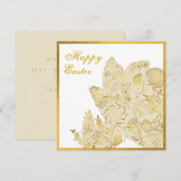 Placa de Páscoa Floral Branca Dourada Clássica