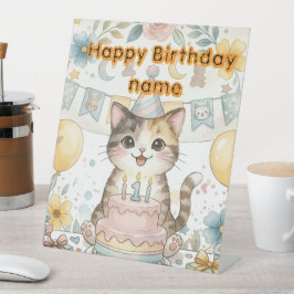Placa de pedestal para primeiro aniversário de gat