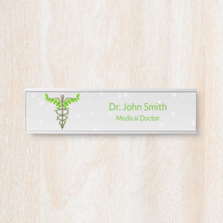 Placa De Porta Alternativo Médico Caduco Verde Folha Branca