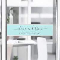 Aqua Blue Teal Modern Script Girly Monographic Nam