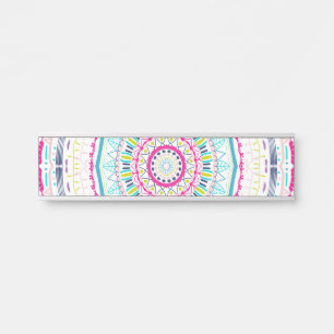 Placa De Porta Arte Vibrante e Colorida de Mandala