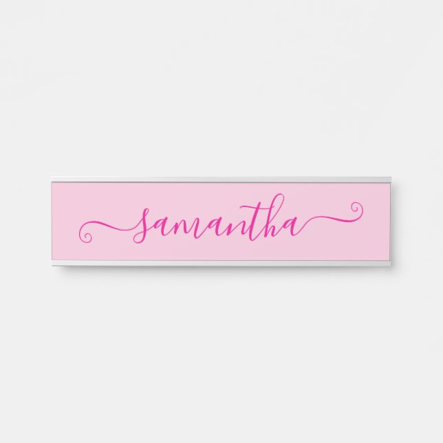 Placa De Porta Assinatura de cor rosa-a-quente (Frente)