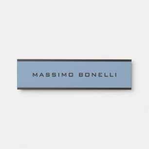 Placa De Porta Azul Cinza Minimalista Simples Legível Moderno