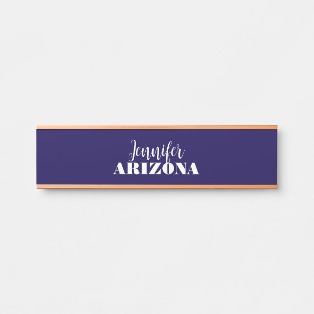 Placa De Porta Azul-escuro elegante moderno e profissional (Frente)