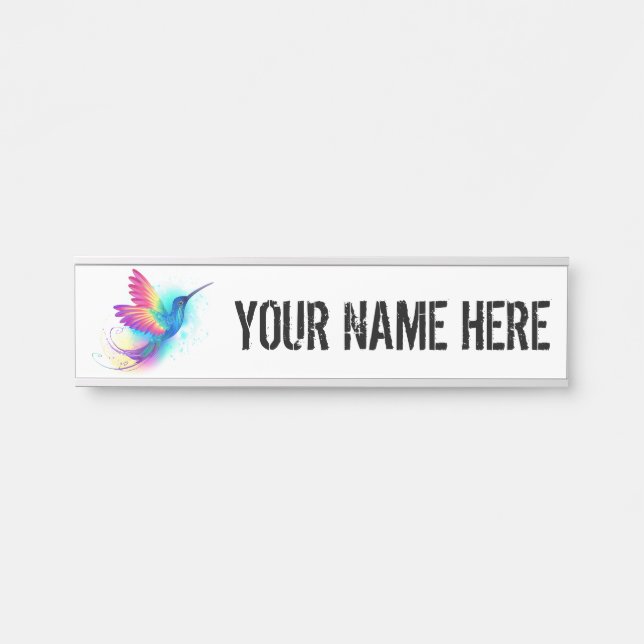 Placa De Porta Beija-flor Arco-íris Exótico (Frente)