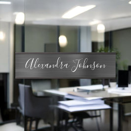 Placa De Porta Black Metallic Foil Modern Elegant Business
