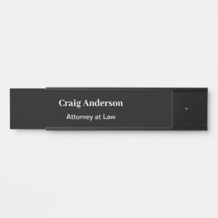 Placa De Porta Black Professional Plain Modern Elegant Name
