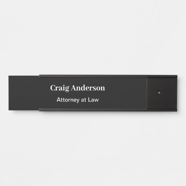 Placa De Porta Black Professional Plain Modern Elegant Name (Frente)