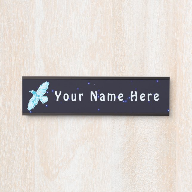Placa De Porta Blue Raven Sobre Estrelas (Frente)