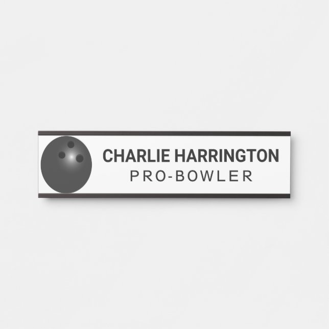 Placa De Porta Bola de boliche de Título e Nome Personalizado (Frente)