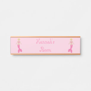 Placa De Porta Bonito fantasia rosa Sereia Nome Personalizado