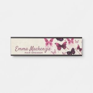 Placa De Porta Borboletas Roxo Sinal de Porta do Escritório