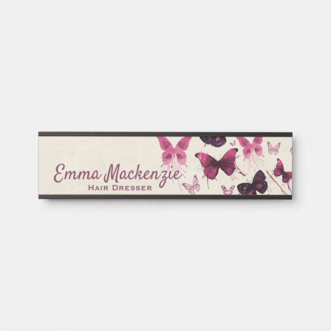 Placa De Porta Borboletas Roxo Sinal de Porta do Escritório (Frente)