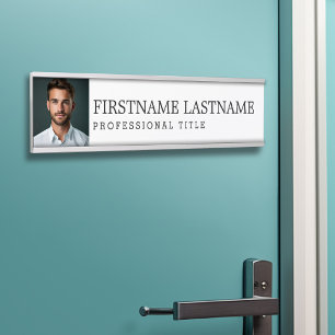 Placa De Porta Branco do preto com título profissional conhecido