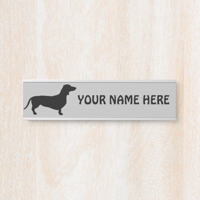 Placa De Porta Cabelo Curto Dachshund - Silhouette 1 (Frente)