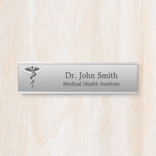 Placa De Porta Caduco Branco Negro Nobre Elegante Médico Clássico