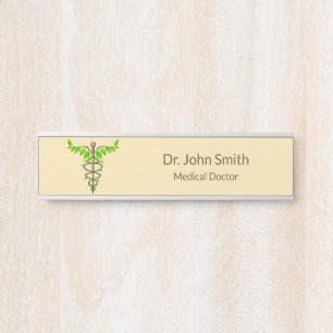 Placa De Porta Caduco Médico alternativo deixa bege verde