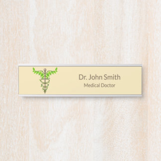 Placa De Porta Caduco Médico alternativo deixa bege verde