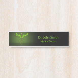 Placa De Porta Caduco Médico Holístico Alternativo Folha Verde