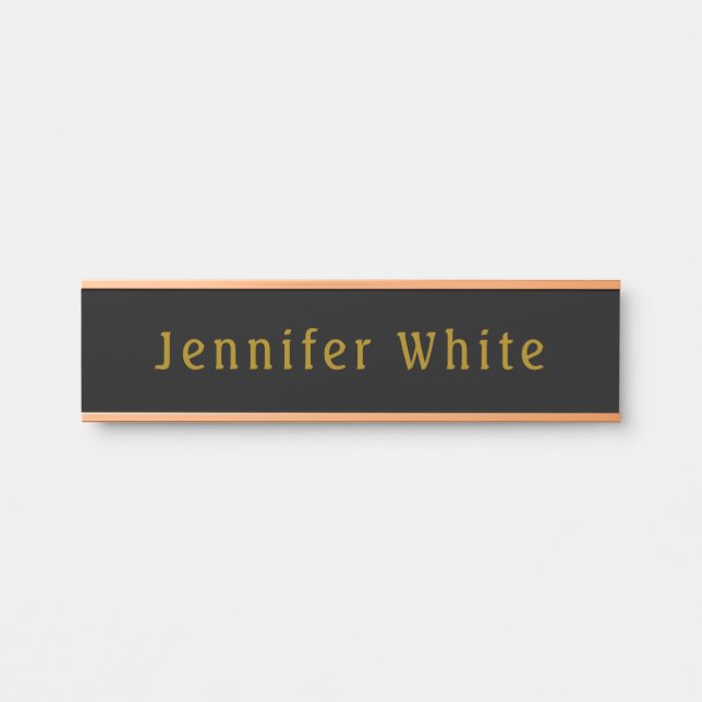 Placa De Porta Caligrafia, Retro-Dourado e Black Name (Frente)