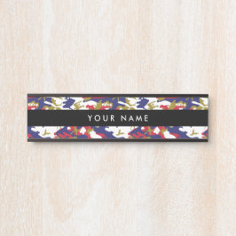 Placa De Porta Camuflagem, Azul Branco Vermelho Dourado, Militar,