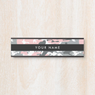 Placa De Porta Camuflagem rosa e Cinza, Militar, Exército