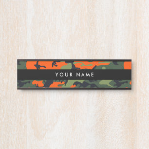 Placa De Porta Camuflagem Verde e Laranja, Camuflagem, Militar, E