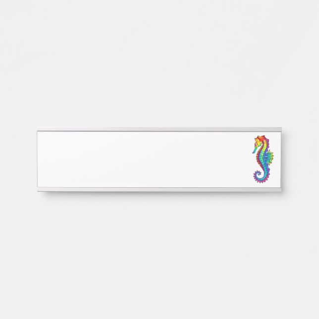 Placa De Porta Cavalo-Marinho Poligonal Arco-Íris (Frente)