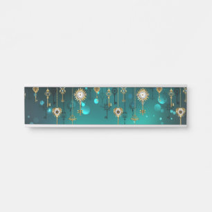 Placa De Porta Chaves de Esqueleto Anticas em Fundo Verde