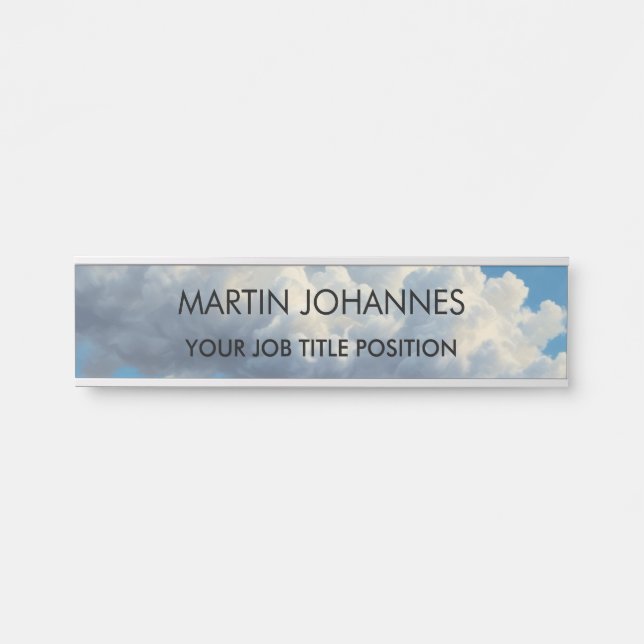 Placa De Porta Chic Elegant Plain Na moda Blue Sky & Clouds (Frente)
