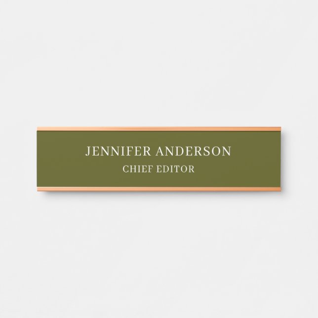 Placa De Porta Chic Green Professional Modern Plain Minimalist (Frente)