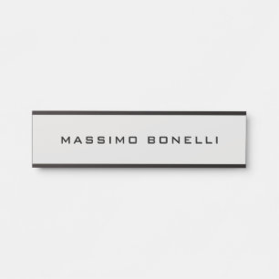 Placa De Porta Cinza Platina Minimalista Moderna Legível