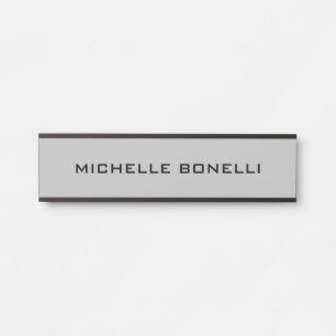 Placa De Porta Cinzas Claras Minimalistas Simples Legíveis Modern