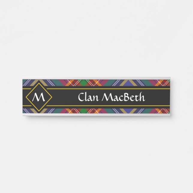 Placa De Porta Clan MacBeth Tartan - Sinal de porta (Frente)