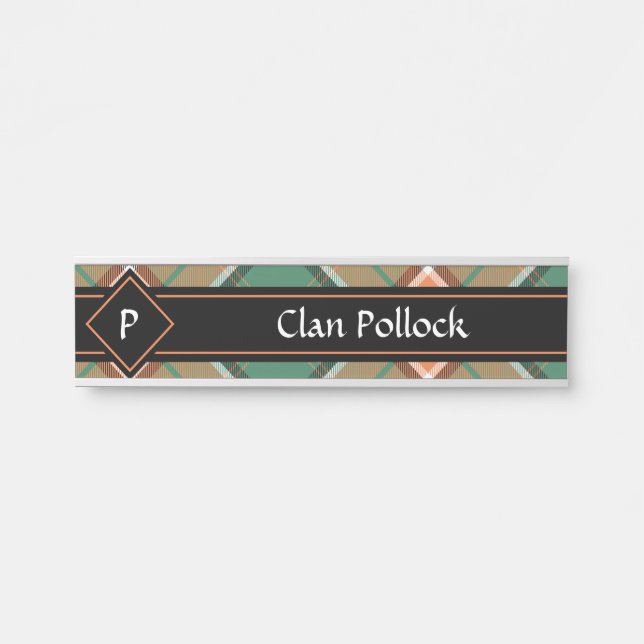 Placa De Porta Clan Pollock Tartan Door Sinal (Frente)