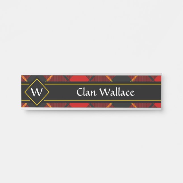 Placa De Porta Clan Wallace Tartan Door Sinal (Frente)