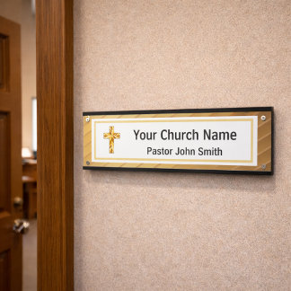 Placa De Porta Classe Pastoral da Igreja Dourado e Preto