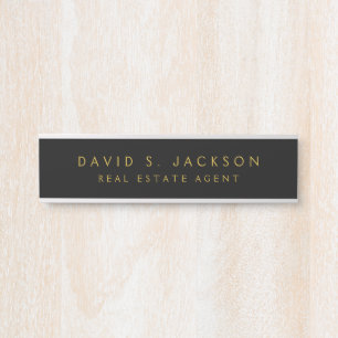 Placa De Porta Clássico profissional Dourado e elegante negro