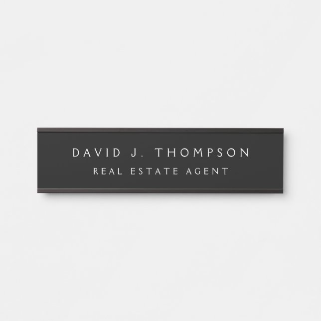 Placa De Porta Classy Modern Executive Black Professional (Frente)