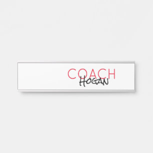 Placa De Porta COACH NAME texto personalizado vermelho preto Spor