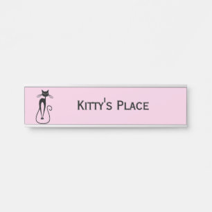 Placa De Porta Cor-de-rosa branco preto