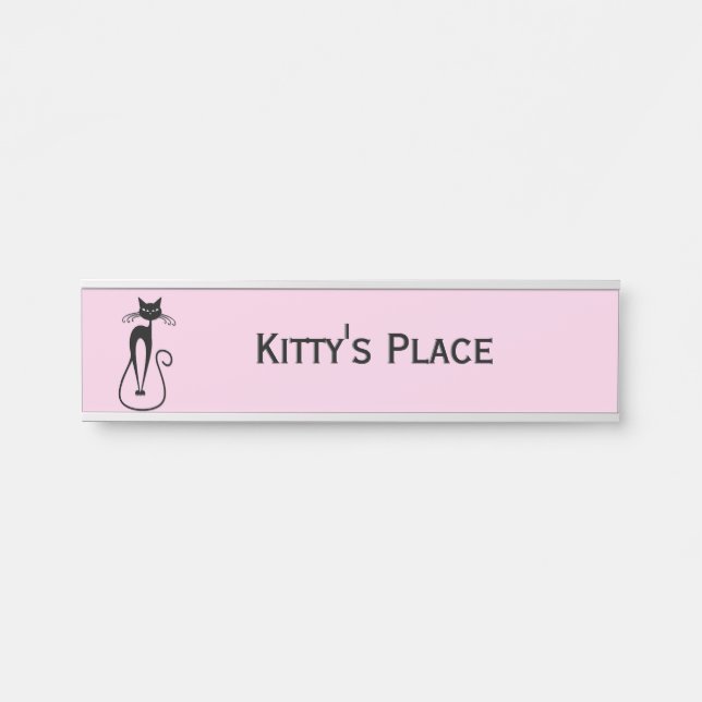Placa De Porta Cor-de-rosa branco preto (Frente)