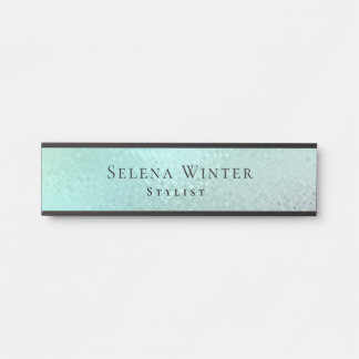 Placa De Porta Crachá de Nome de Estilista Elegante Aqua Teal