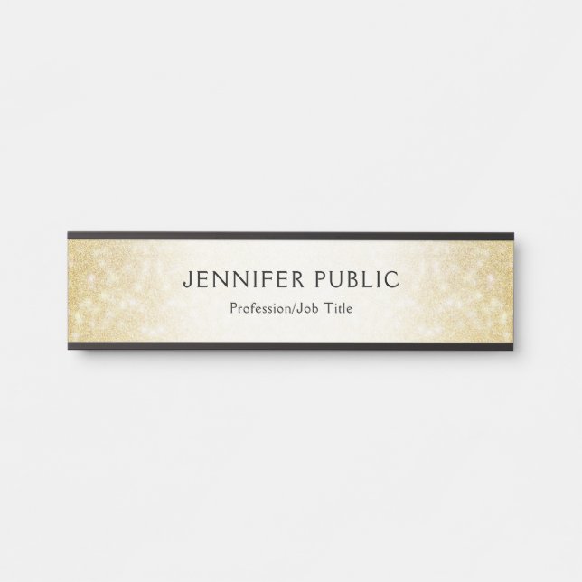 Placa De Porta Creative Dourado Glitter Modern Modelo Elegante (Frente)
