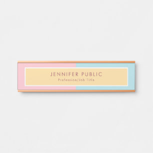 Placa De Porta Creative Pink Yellow Blue Modern Modelo Rosegold